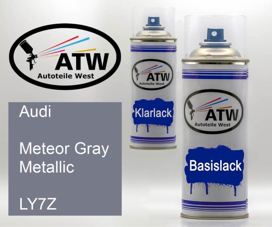 Audi, Meteor Gray Metallic, LY7Z: 400ml Sprühdose + 400ml Klarlack - Set, von ATW Autoteile West.